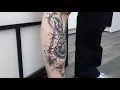 time-lapse of some freehand traditional gap filler tattoos