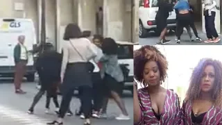 what a shame nigerian girls fighting in the street of italy