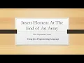 Insert Element At The End of An Array DSA in Hindi Java Programming Easy Explanation