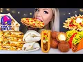 ASMR TACO BELL TRIPLELUPA TACO MEXICAN PIZZA CRUNCHWRAP SUPREME CINNABON DELIGHTS MUKBANG