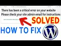 How to Fix WordPress error There has been a critical error on your website