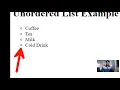 Unordered List Ordered List Description List and Nested List in HTML web page
