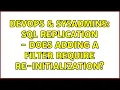 DevOps SysAdmins SQL Replication - does adding a filter require re-initialization