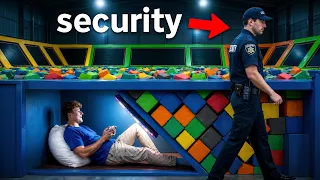 Secretly Hiding in a Trampoline Park Overnight