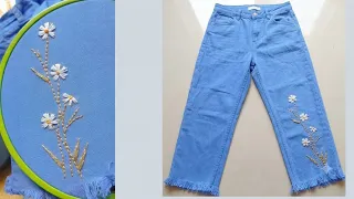 Jeans pant embroidery#embroidery #design #crochet #handmade #sewing #tutorial 