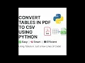 Convert PDF Tables to CSV in Python Tabula Pandas Tutorial Step-by-Step