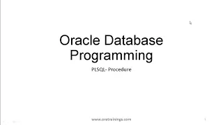 Oracle Database PLSQL - PROCEDURE