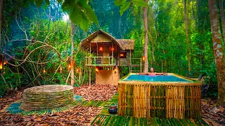 Building a Secret Bamboo Paradise with Pool & Water Well in the Jungle 🌿🔥