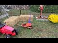 Setting up a pumpkin patch dramatic play area in our play yard