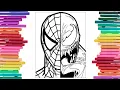Coloring Spiderman vs Venom in one face Marvel Superhero Coloring Pages Coloring Funs