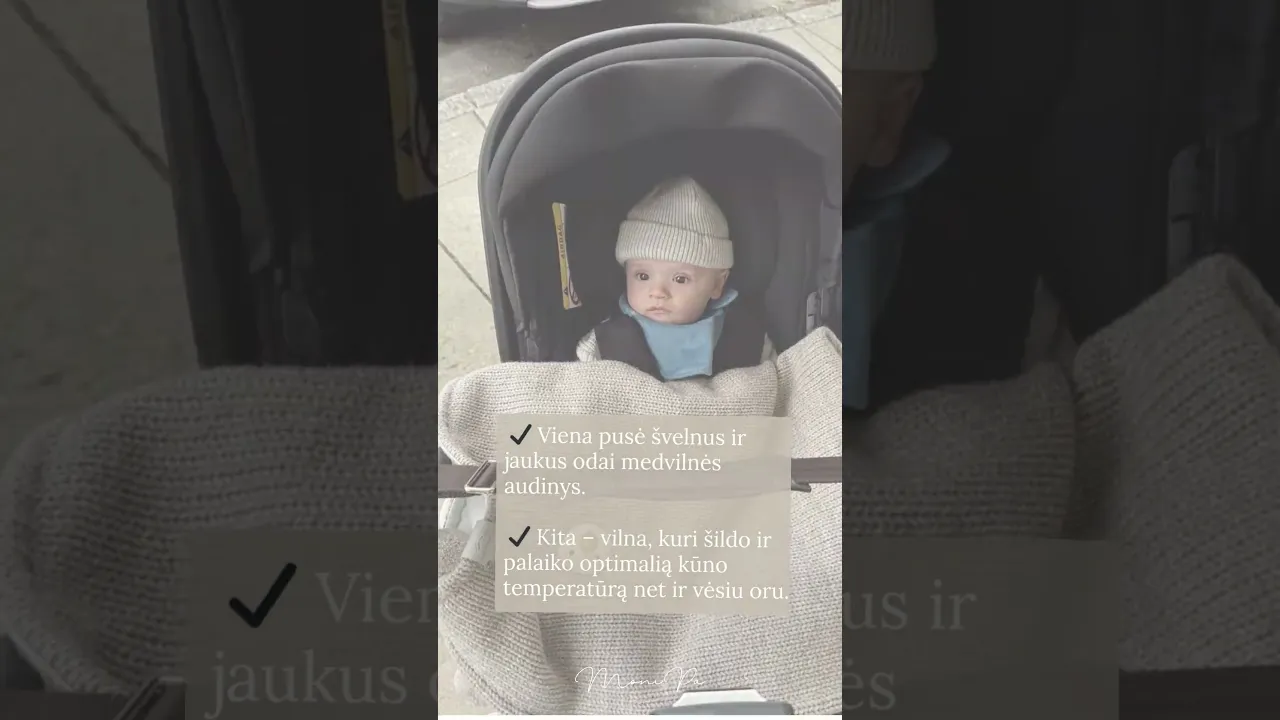 Dvipusis vilnonis pledukas "Šviesiai pilkas su jūros spalvos audiniu"