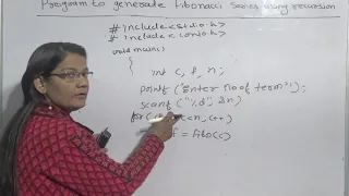 C Program to generate fibonacci series using recursion in Hindi Lec-45 C Programming Tutorial Hindi