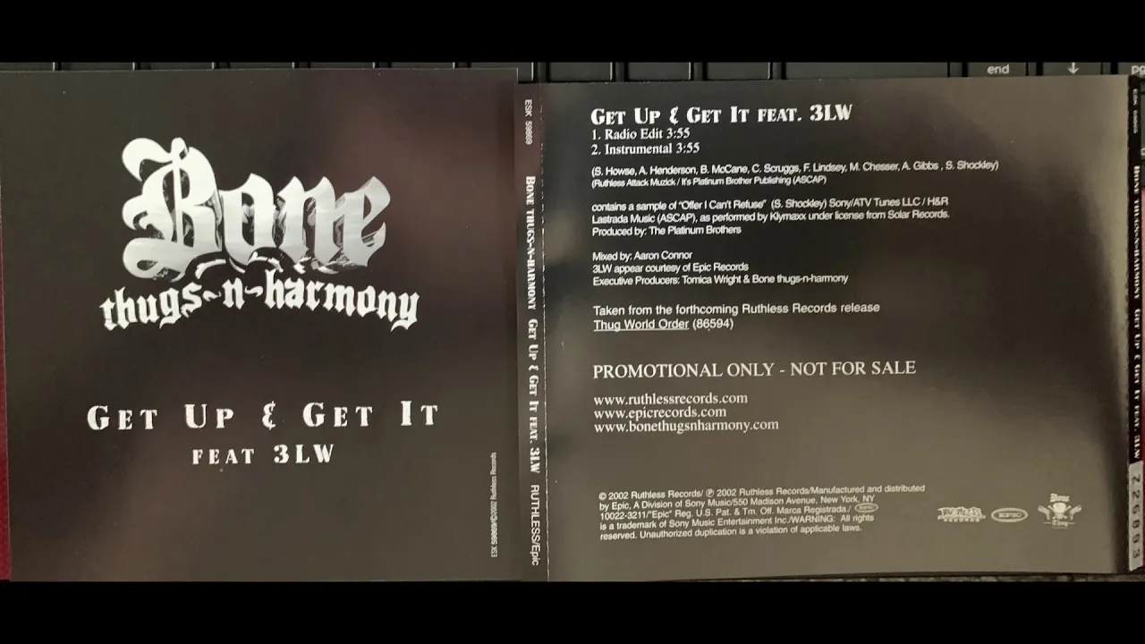 Bone Thugs-N-Harmony GET UP & GET IT Promo CD ( 2. Instrumental )( 3LW ) Eazy-E Bizzy Krayzie