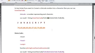 FROMCHARCODE METHOD IN JAVASCRIPT DEMO