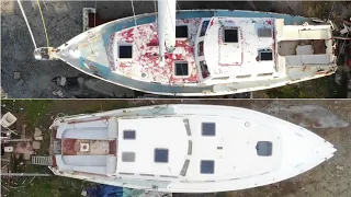 #79 – PAINTING the DECKS on our not so RUSTY STEEL boat ⛵