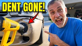 DIY pulling a dent out of a plastic bumper #haisstronica #diy