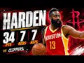 James Harden 34 pts 7 rebs 7 asts vs Clippers season