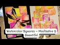 Watercolor Squares Art Journal Page Color Blending Stenciling Messy Writing