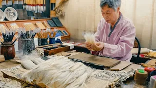 How Goat Hair Becomes Traditional Calligraphy Brush. Korean Brush Artisan