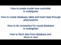 Codeigniter complete C working create model view controller MySQL connection in codeigniter