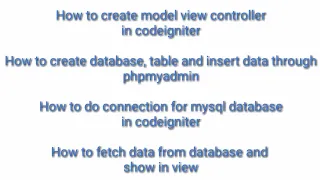 Codeigniter complete C working create model view controller MySQL connection in codeigniter