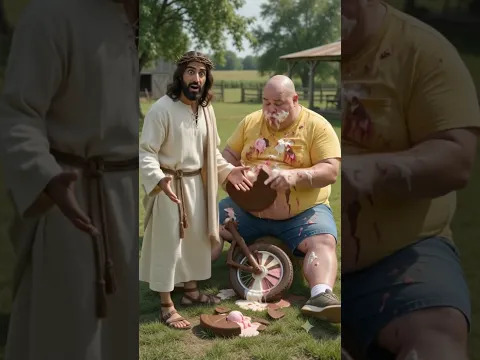 The fat man ate Jesus's motorcycle!