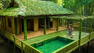 Building The Most Beautiful Bamboo Home Swimming Pool in the Jungle by Ancient Skills