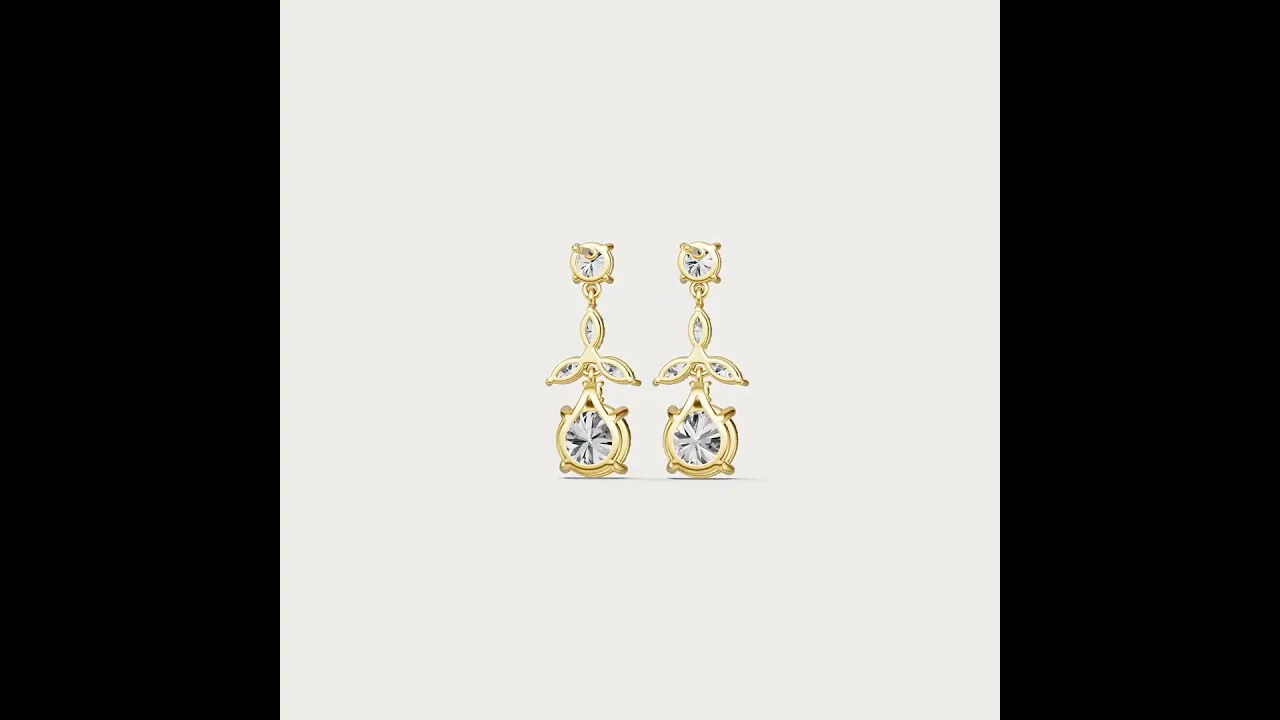 5.45 CTW Round Lab-Grown Diamond Floral Drop Earrings
