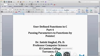 User Defined Functions in C Part4 Passing Parameters to Functions by Pointer