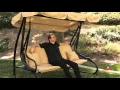 Aosom Outsunny Covered Outdoor Porch Swing Bed w Frame