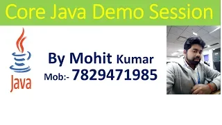 Static Control flow Demo Session Core Java Online live Session