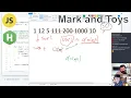 Easy Mark and Toys Hackerrank javascript sorting