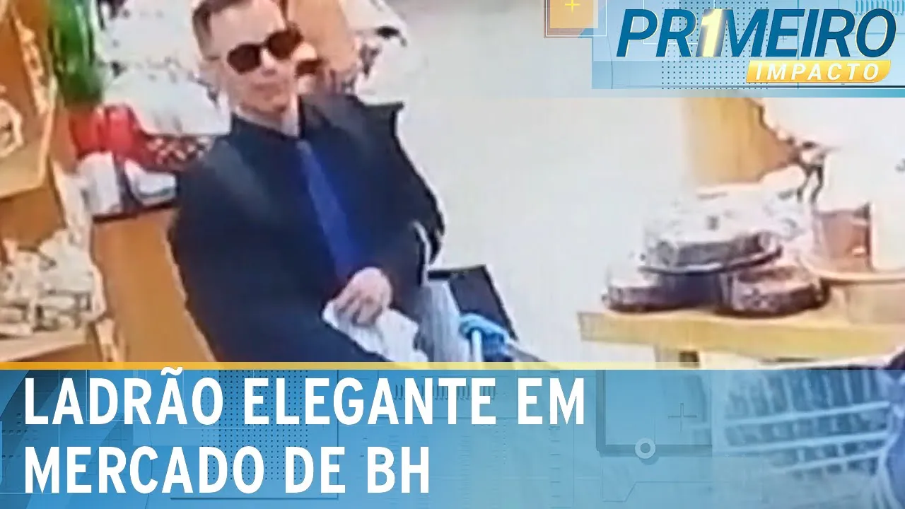 Bandido “elegante” rouba bolsa em mercado de alto padrão | Primeiro Impacto (24/11/23)