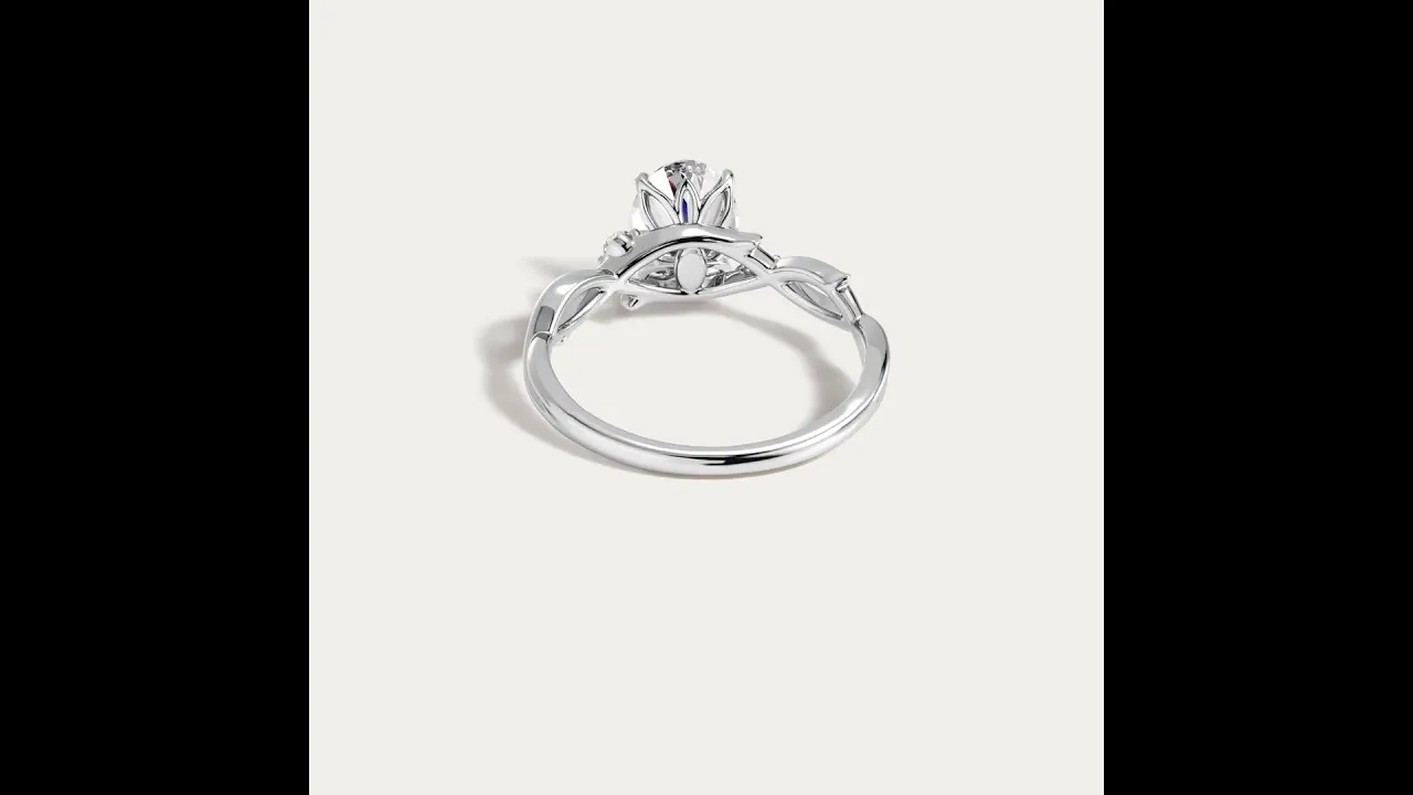 Dorinda丨Oval Cut Lab Diamond Intertwined Accent Engagement Ring