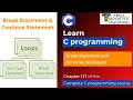Break and Continue Statements in C language C Programming Tutorial C Course Lecture 18