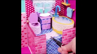 DIY Miniature Cardboard House Speed Build 🏠 | 3-Min ASMR with Loft Bed, Big Bathtub & Kitchen