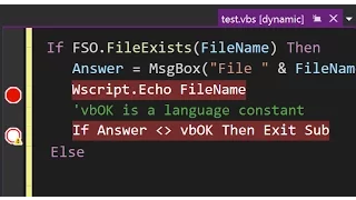 How to Debug VBScript Visual Studio