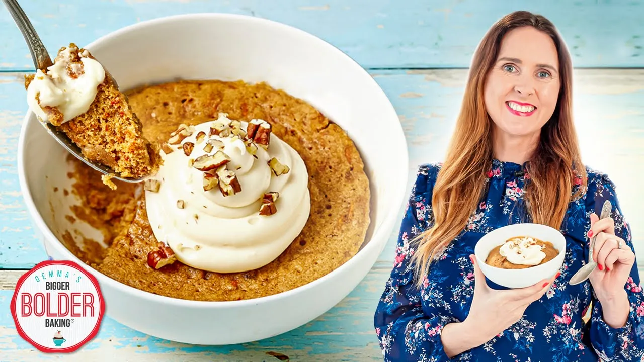 2-Minute Carrot Cake Bowl with Easy Cream Cheese Frosting Recipe