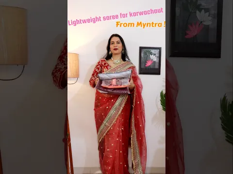 Beautiful karwachauth saree with Blouse #saree #karwachauthsaree #sareewithstichedblouse