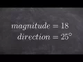 How to find the component form of a vector given the magnitude and direction