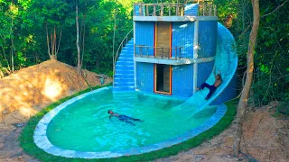 Building Incredible Jungle House with a Swimming Pool and Water Slide