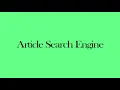 Article Search Engine Java Mini Projects CSE Minor Projects