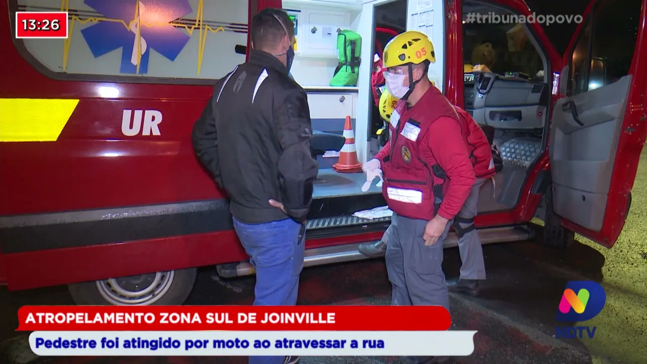 Atropelamento zona sul de Joinville: Pedestre foi atingido por moto ao atravessar a rua