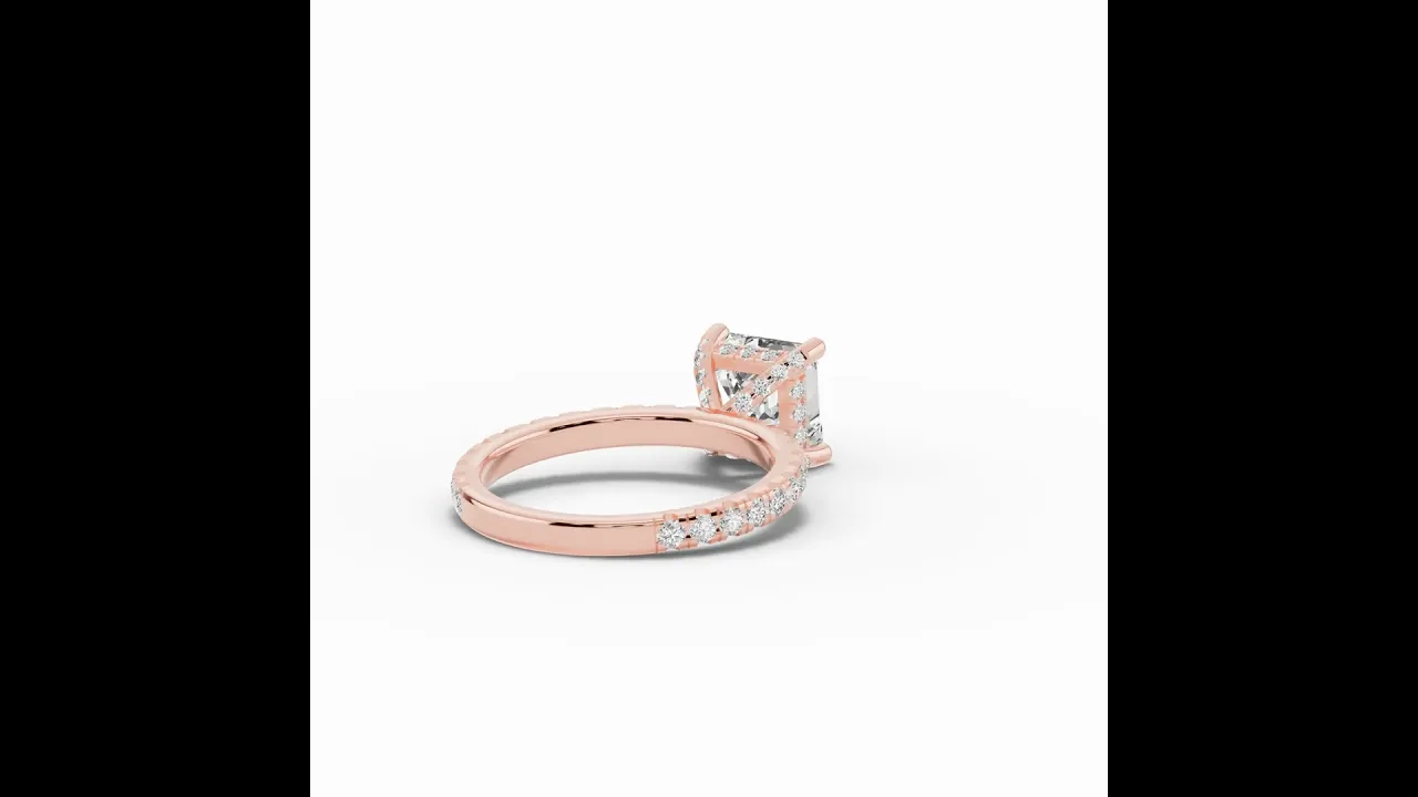 Asscher Coronet Diamond Crown Engagement Ring