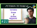 Global and Local Variables Global Keyword Variable Scopes Python programming tutorial in HINDI
