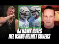 AJ Hawk Tells Pat McAfee Why He HATES The Pillow Covers Over Helmets In NFL