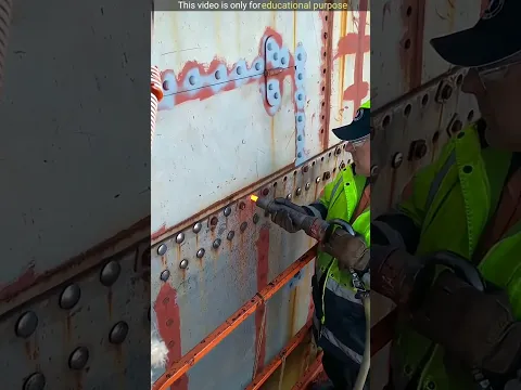Rivet into a heavy steel structure #shorts