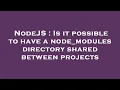 NodeJS Is it possible to have a node - modules directory shared between projects
