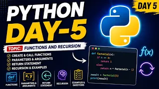 Python Day 5 Functions Lambda Recursion Map Filter Reduce Math Module Python for Beginners