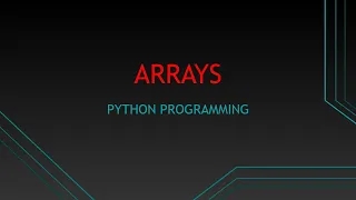 Python Arrays Python Programming For Begginers part-19